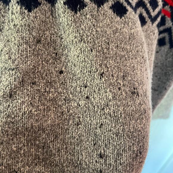 American Eagle Hooded Bright Fair Isle Sweater Grey Marl SZ M - Picture 5 of 6